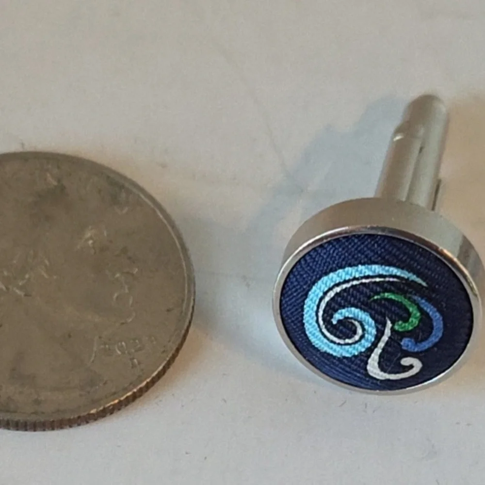 Men’s Navy Embroidered Wave Cufflinks Cloth